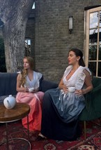 Платье в пол с из градиентного шелка с шитьем - фото 115376