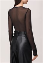 Боди в сетку со вставкой из кожи - фото 115745