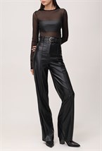 Боди в сетку со вставкой из кожи - фото 115749