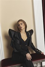 Жакет черный с воланами - фото 116290