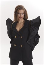 Жакет черный с воланами - фото 116305