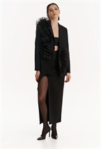 Жакет черный с декором цветы на магнитах - фото 116357