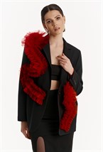 Жакет черный с декором цветы на магнитах - фото 116363