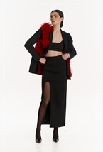 Жакет черный с декором цветы на магнитах - фото 116367