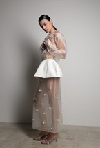 Юбка миди с жемчугом - фото 117191