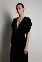 Платье бархатное макси с разрезом - фото 117232