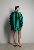 Платье зеленое мини со стразами - фото 117379