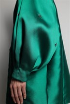 Платье зеленое мини со стразами - фото 117380