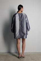 Платье серое мини с пуговицами - фото 117408