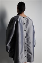 Платье серое мини с пуговицами - фото 117409