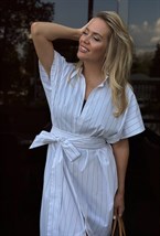 Платье хлопковое в полоску - фото 118624