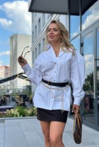 Рубашка из хлопка в полоску - фото 118640