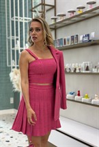 Топ-корсет из твида фуксия - фото 118673