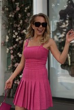 Топ-корсет из твида фуксия - фото 118674