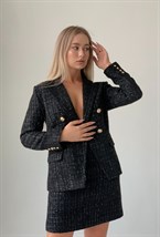 Юбка мини из твида с люрексовой нитью Black - фото 118733