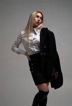 Юбка мини из твида с люрексовой нитью Black - фото 118735