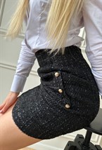 Юбка мини из твида с люрексовой нитью Black - фото 118736