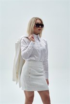 Юбка мини из твида с люрексовой нитью White - фото 118739