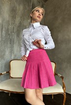 Юбка-плиссе из твида «фуксия» - фото 118744