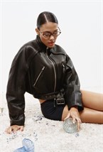 Укороченная кожаная куртка - фото 119644