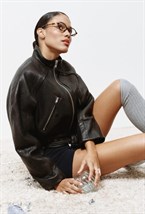 Укороченная кожаная куртка - фото 119645