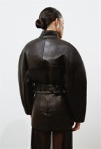 Укороченная кожаная куртка - фото 119647