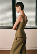 Оливковый корсетный топ - фото 119688