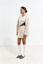 Мини-юбка с кожаными деталями - фото 119856