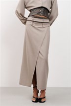 Юбка с кожаными деталями - фото 119861