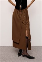 Миди юбка с кожей - фото 119867