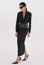 Юбка макси из кожи и крепа - фото 119884