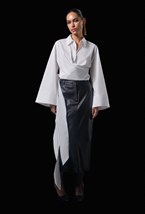 Белая хлопковая рубашка на завязках - фото 120433