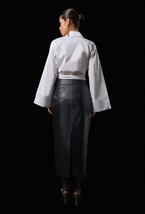 Белая хлопковая рубашка на завязках - фото 120435