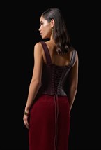 Бордовый кожаный корсет на молнии - фото 120449