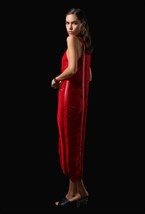 Красное платье-туника из бахромы и натуральной кожи - фото 120456