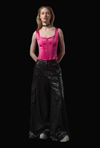 Атласный корсет цвета фуксия на молнии - фото 120464