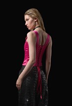 Атласный корсет цвета фуксия на молнии - фото 120465