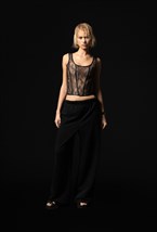 Кружевной корсет с кожаной окантовкой - фото 120545