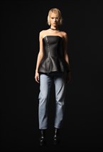 Кожаный корсет с баской - фото 120550