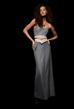 Серый корсет в полоску - фото 120591