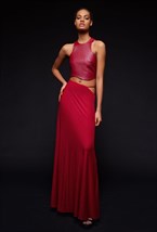 Красный кожаный топ - фото 120600