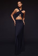 Черная трикотажная юбка макси - фото 120608