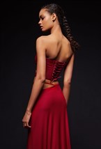 Красный кожаный корсет - фото 120625