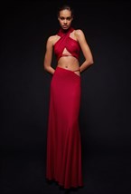 Красная трикотажная юбка макси - фото 120627