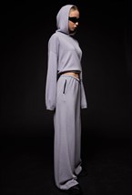 Кашемировые серые широкие брюки - фото 120646