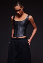 Длинный кожаный корсет на молнии - фото 120653