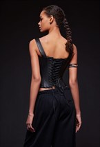 Длинный кожаный корсет на молнии - фото 120654