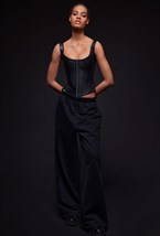 Длинный кожаный корсет на молнии - фото 120655