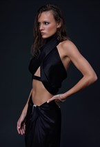 Халтер-топ из смесового льна со съемным кожаным ремнем - фото 120706