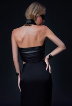 Кожаный халтер-топ со съемным ремнем - фото 120714